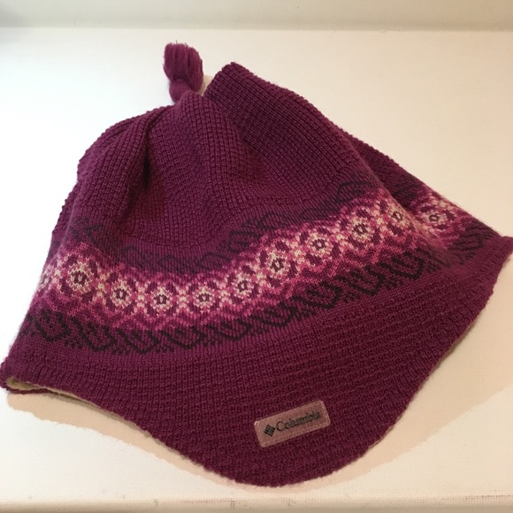 Columbia Wool Stocking Hat Purple Fleece Lined O/S - Picture 5 of 8
